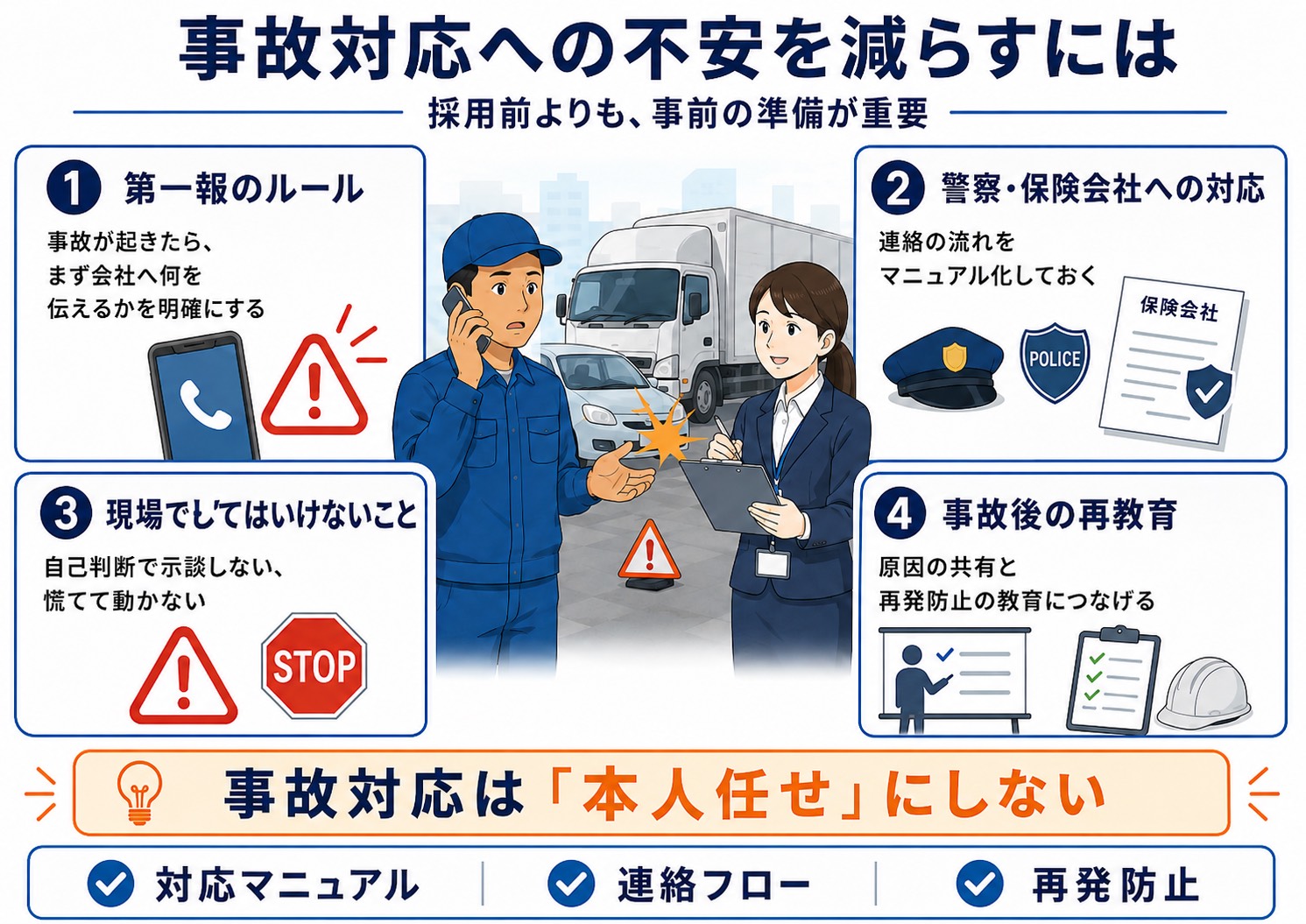 事故対応への不安を減らすには