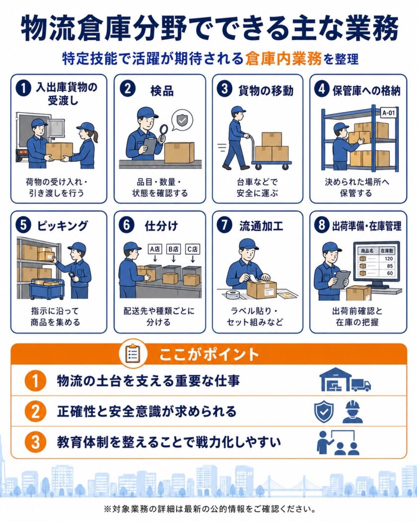 物流倉庫分野でできる主な業務
