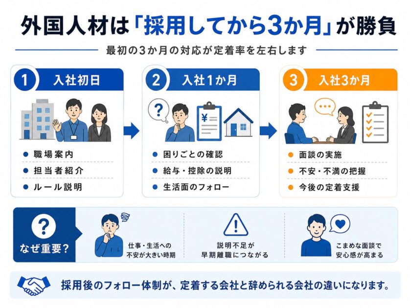 外国人材は採用してから３か月が勝負