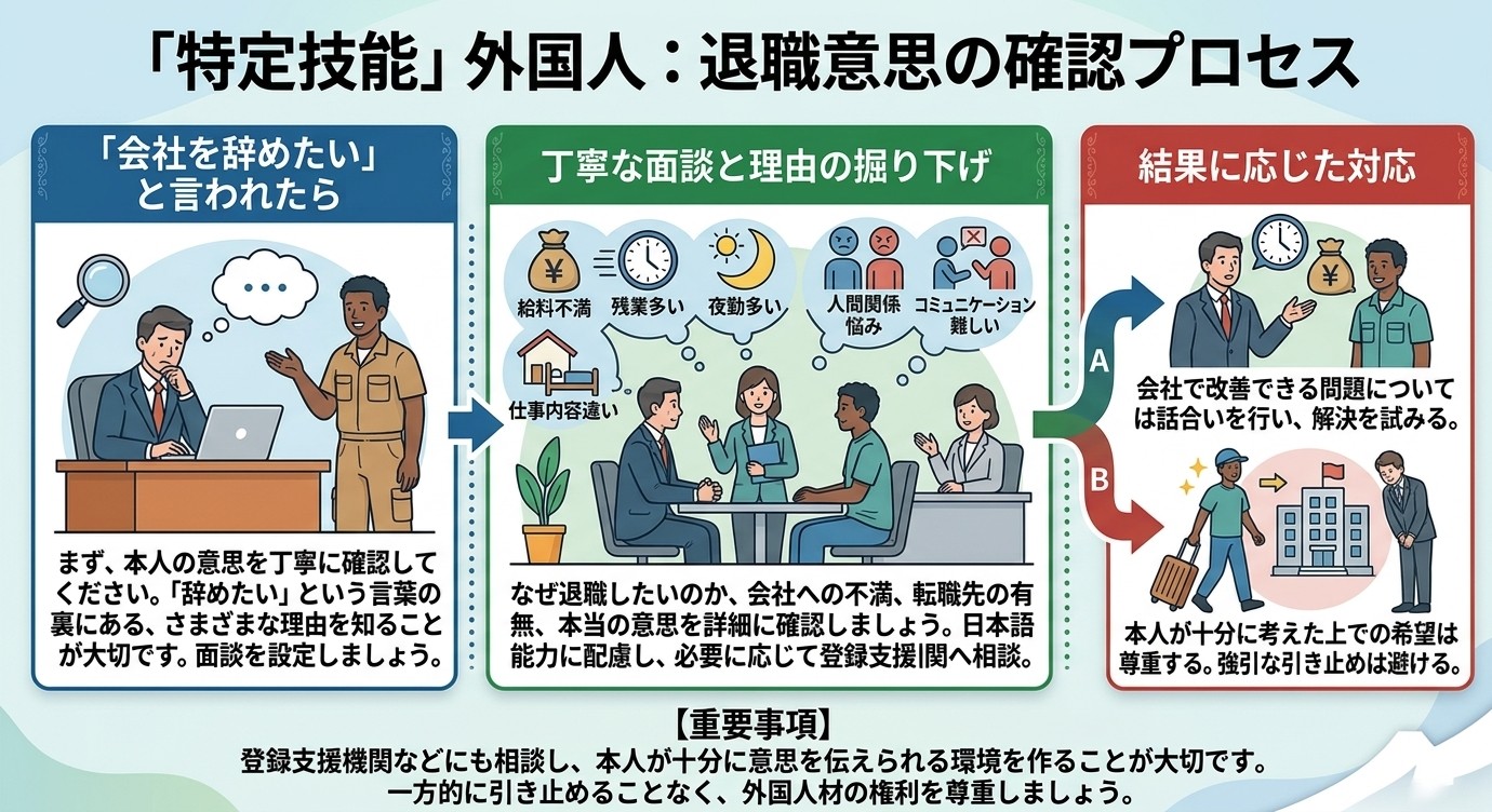 まず本人の退職・転職の意思を確認する