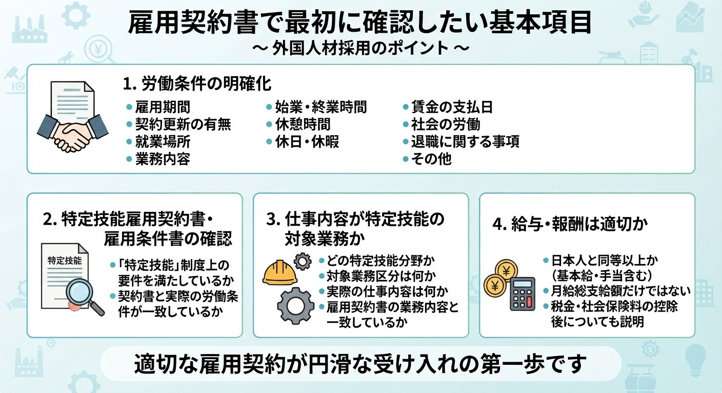  雇用契約書で最初に確認したい基本項目