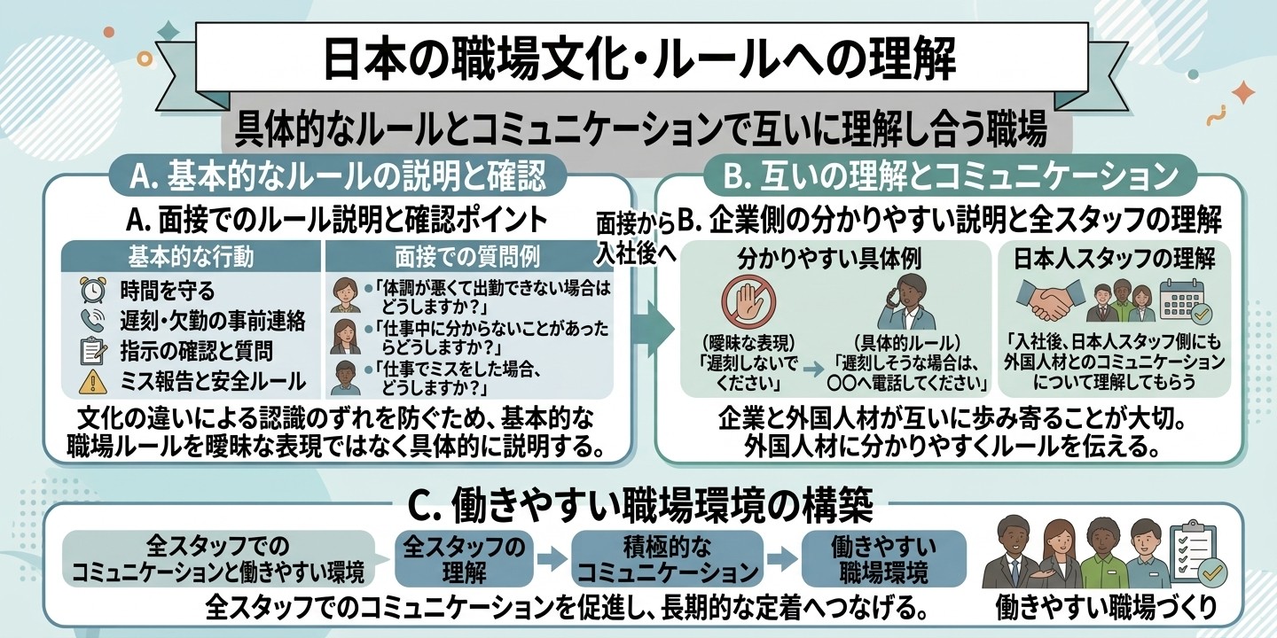 日本の職場文化・ルールへの理解
