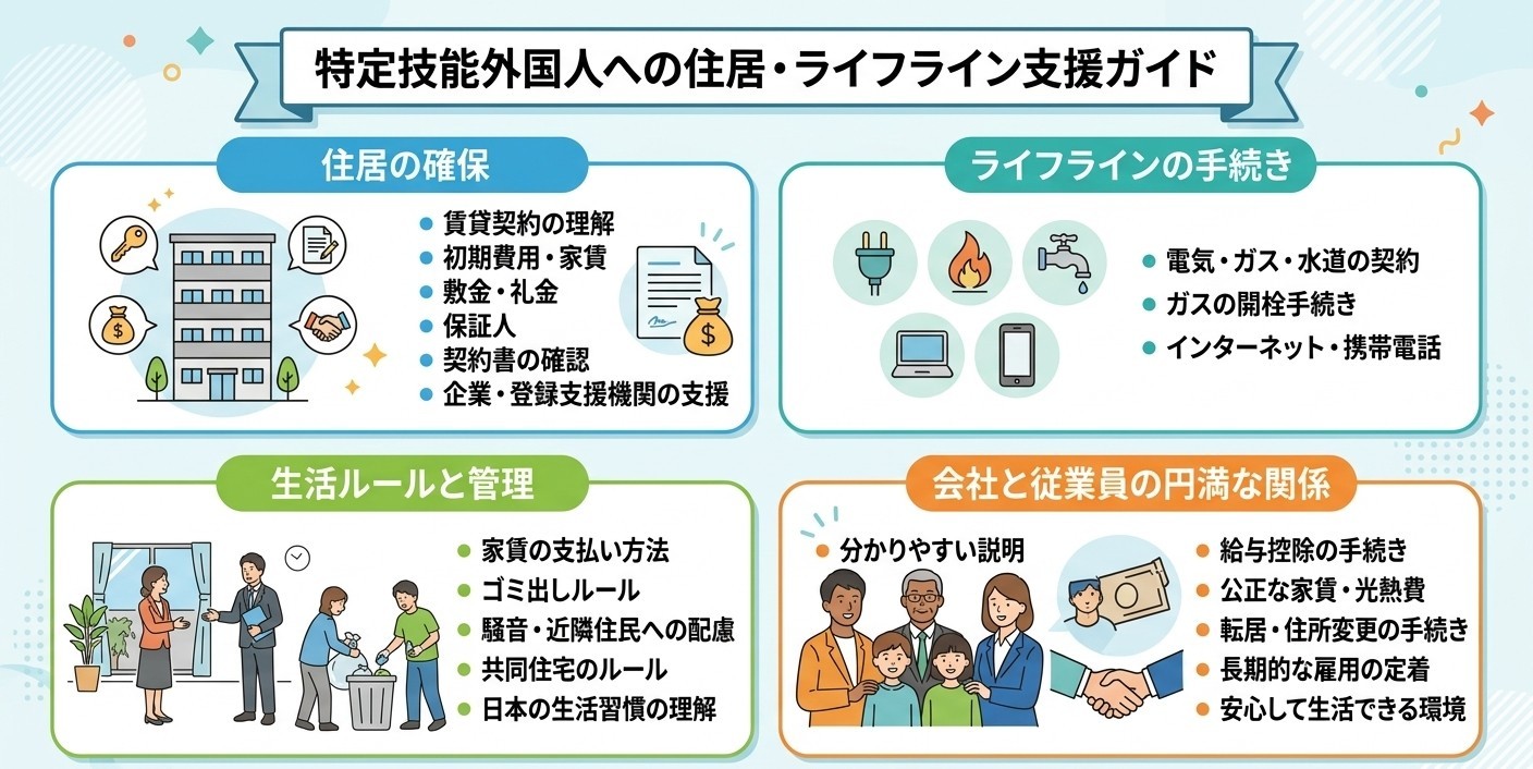 住居やライフラインについてサポートする
