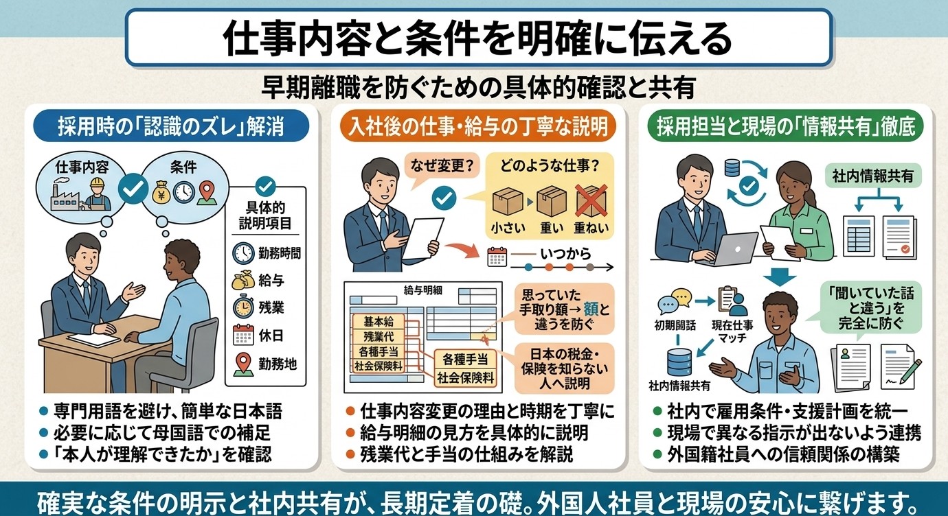 仕事内容と条件が明確になっているか