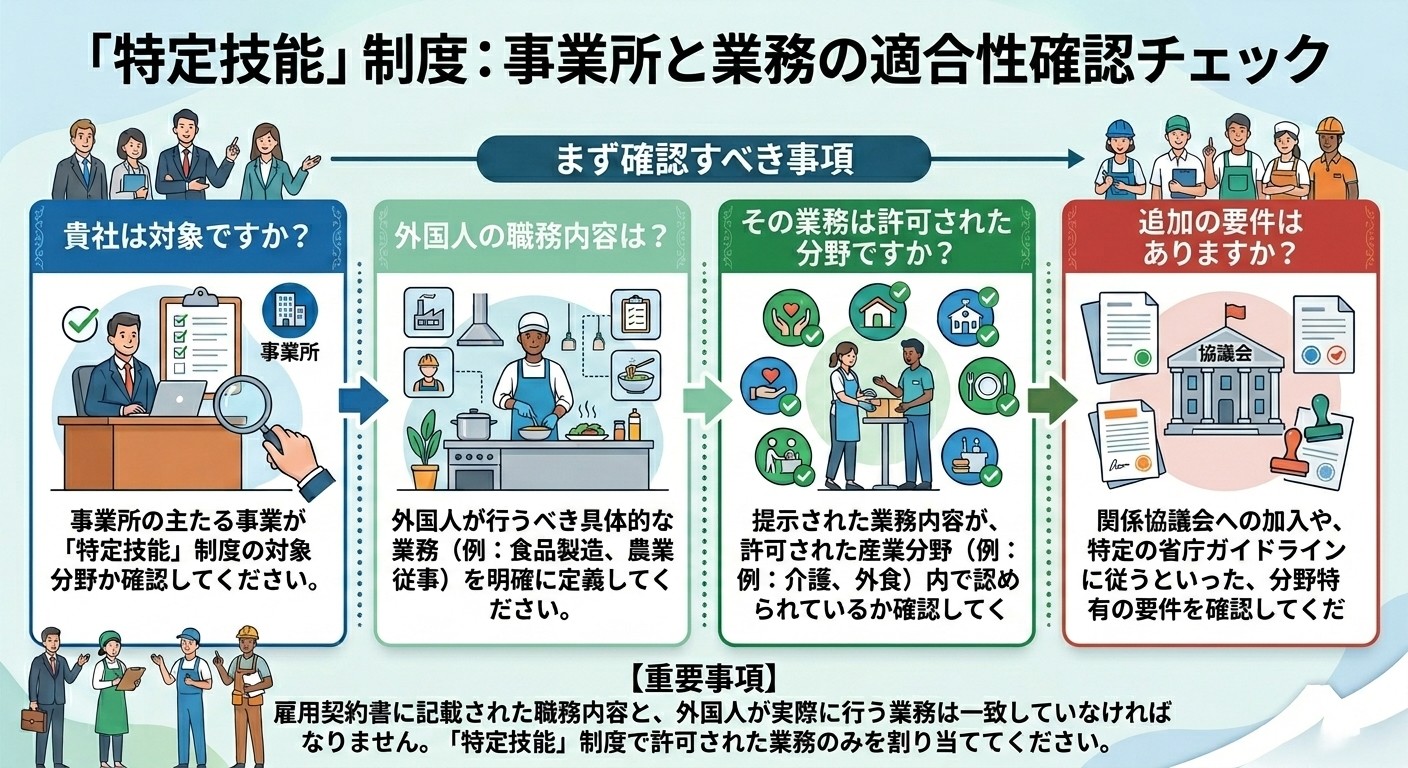 特定技能で受け入れられる事業者・業務
