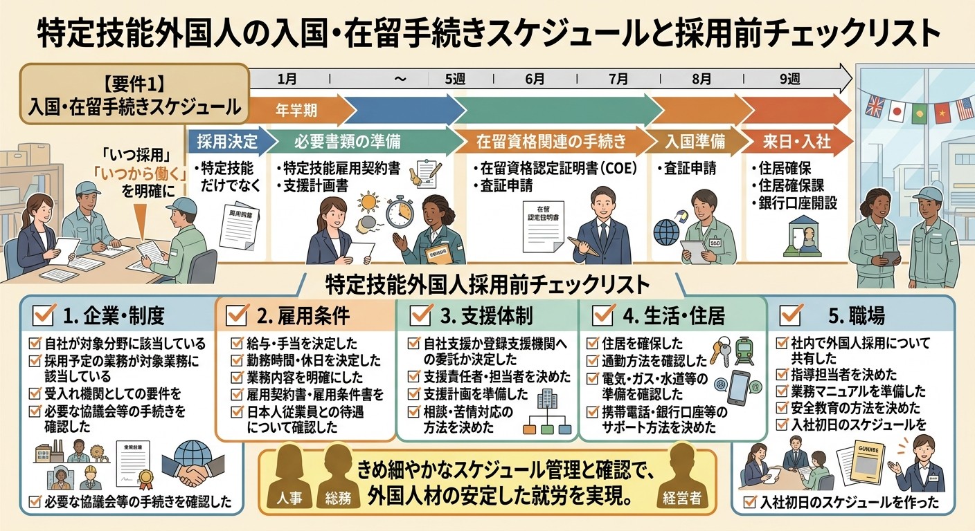 入国・在留手続きのスケジュールを確認する