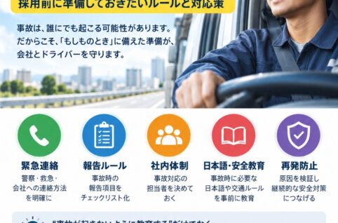 外国人ドライバーの交通事故発生時に会社が行う対応と事故対応ルール