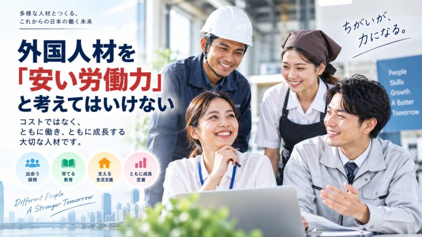 外国人材を安い労働力ではなく企業を支える人材として受け入れる考え方