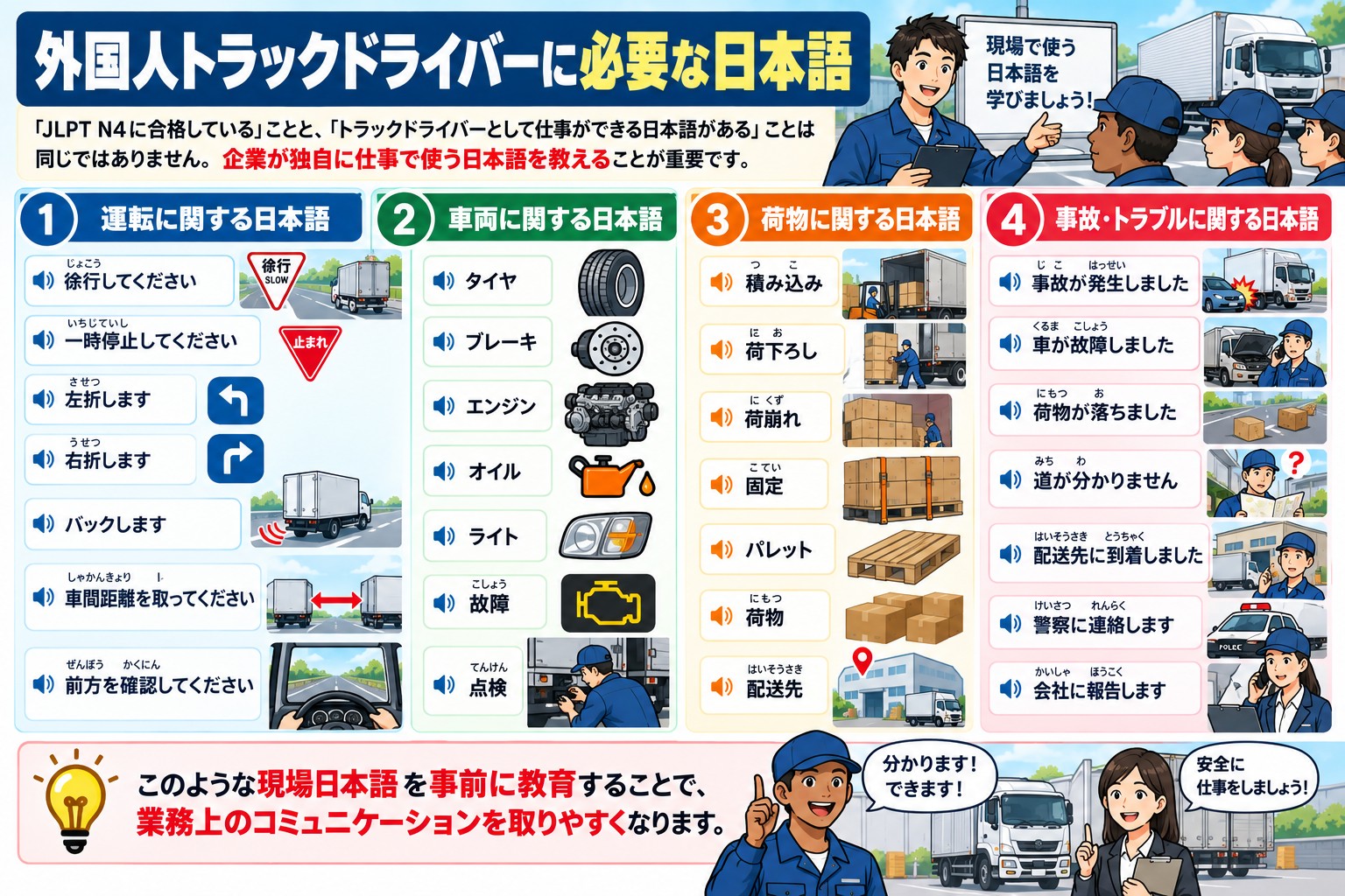 4.外国人トラックドライバーに必要な日本語
