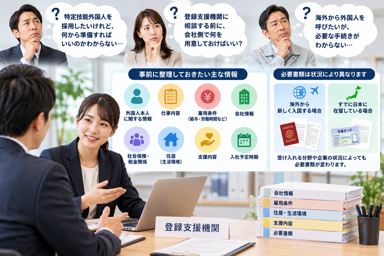 1.登録支援機関への相談前に企業が準備しておきたい情報・書類